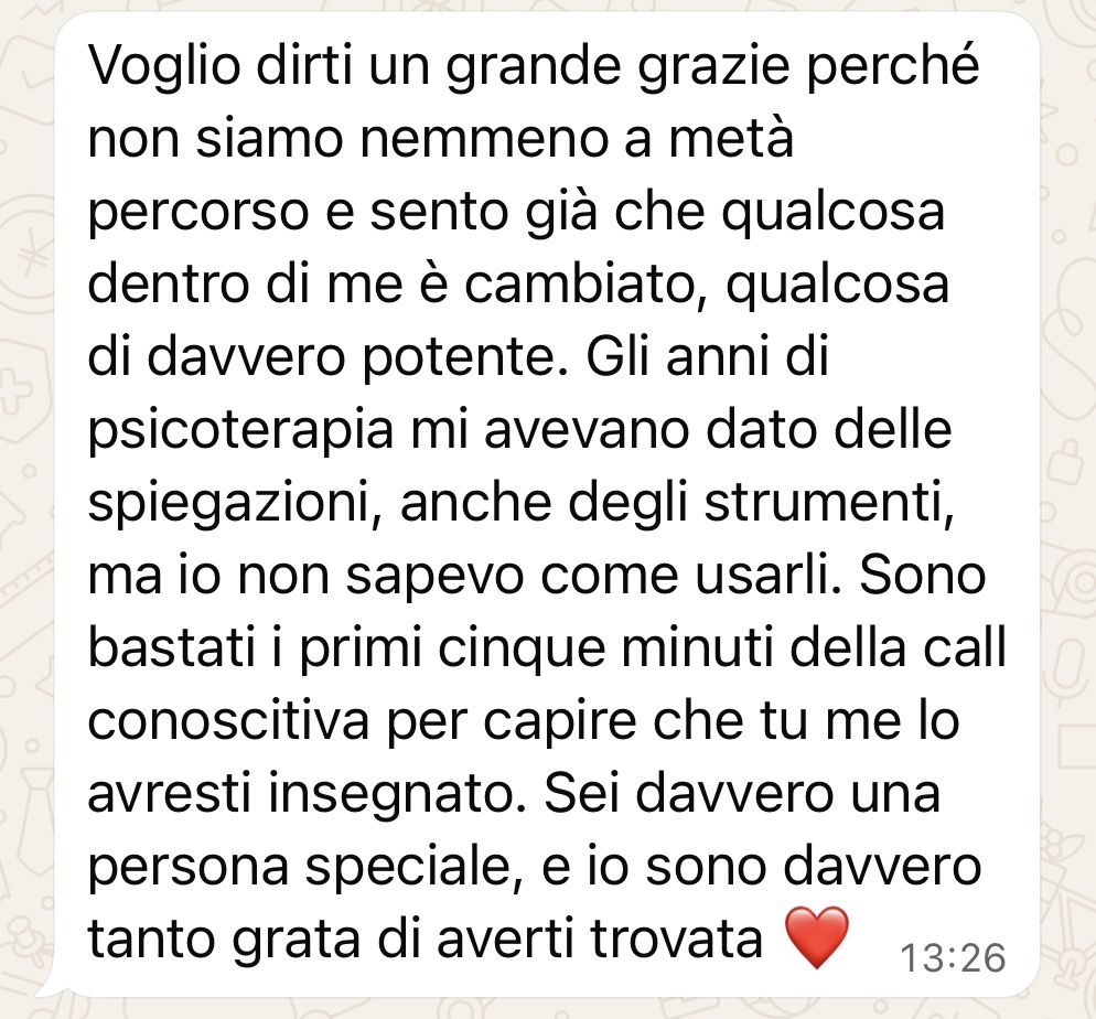 Testimonianza di una cliente del percorso con il Metodo Sovrana